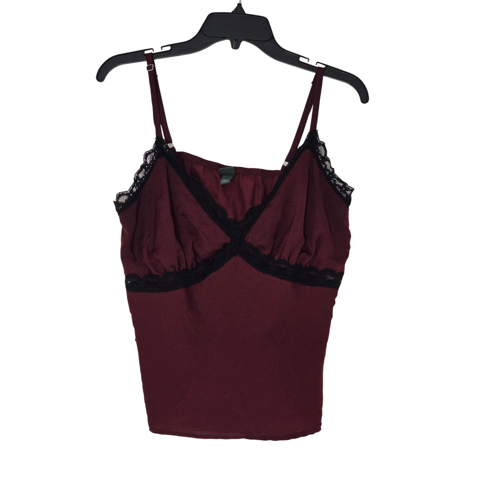 Wild Fable Burgundy Lace Trim Camisole Top Dark Feminine Y2K Romantic Goth L XL